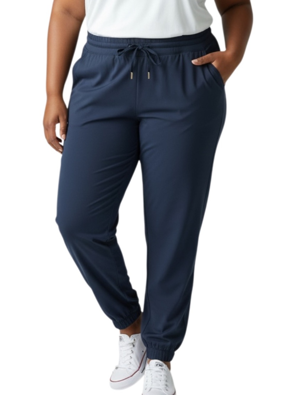 Sleektech Plus-Size Drawstring Joggers in Navy